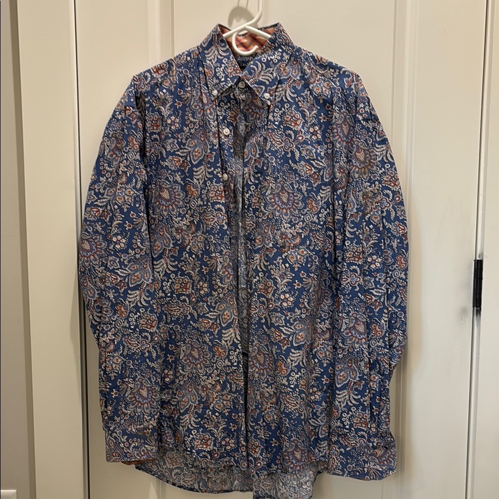 Stetson Blue and Orange Paisley Shirt L